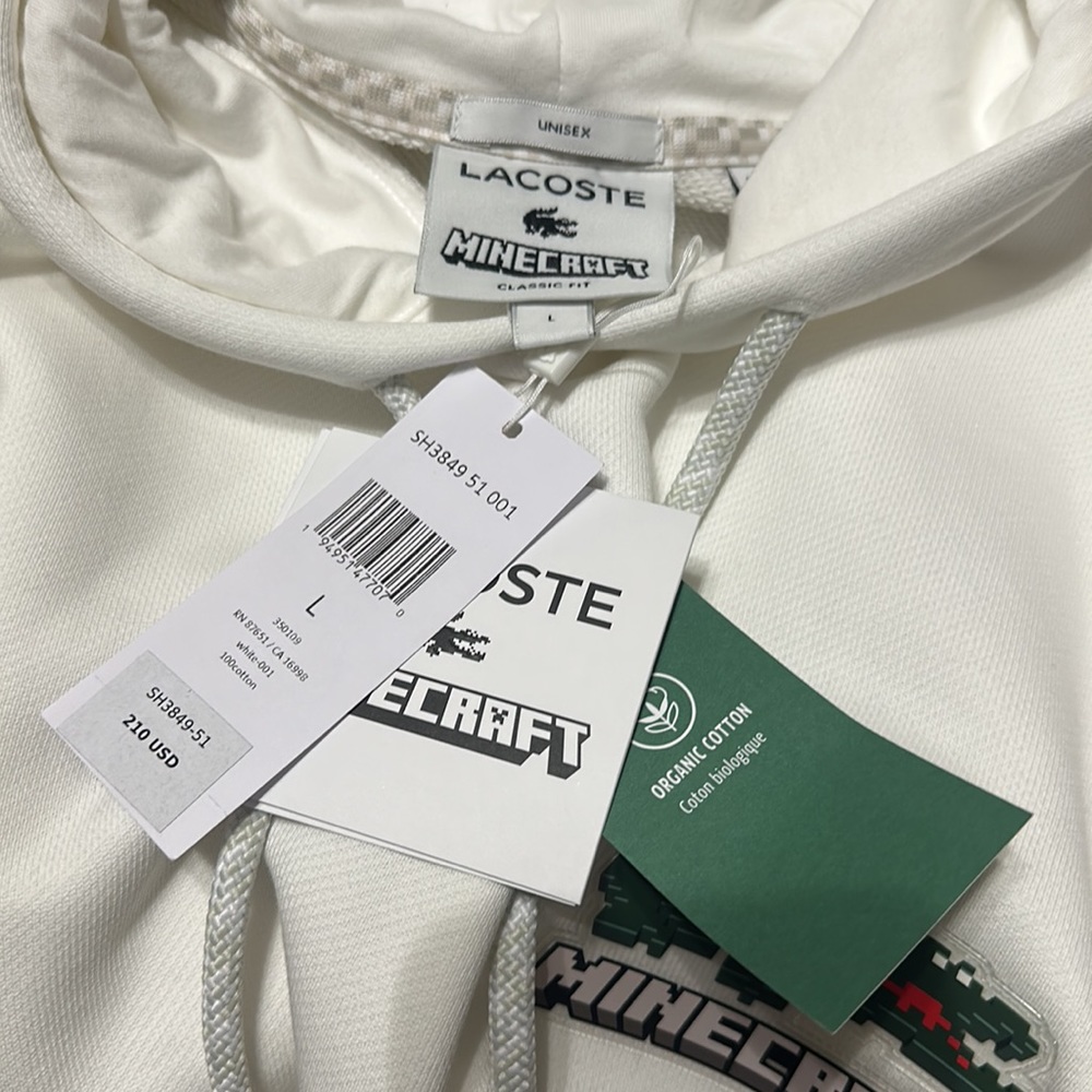 NWT Unisex Lacoste Minecraft white hoodie - Picture 7 of 12